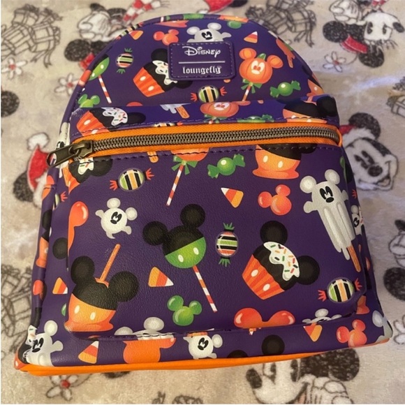 Loungefly Handbags - Disney x Loungefly Halloween Mickey Mouse Disney Treats Purple Backpack Bag